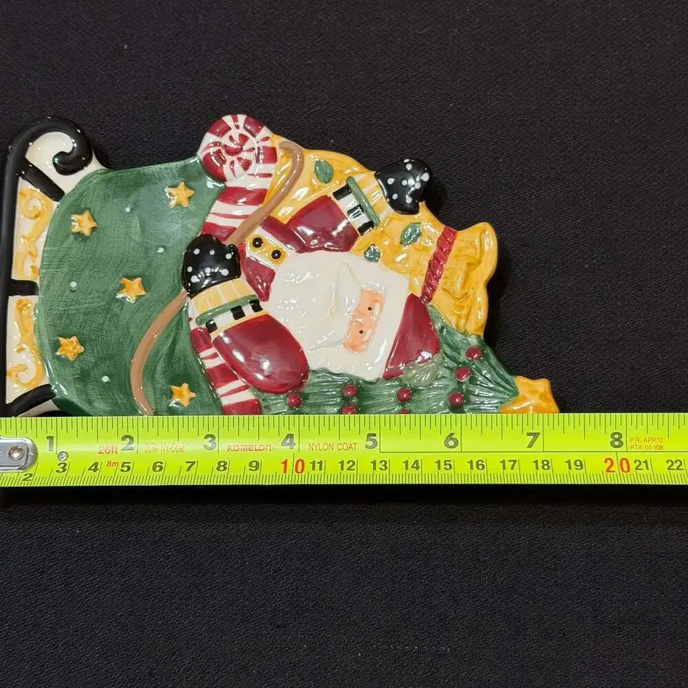 Debbie Mumm Santa Sleigh Christmas Ceramic Dish Platter Spoon Rest